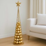 thumbnail of Deko-Baum HWC-O91, Weihnachtsbaum Schmuckbaum Weihnachtsdeko Christbaum zum Beschmücken, Metall 115cm ~ goldfarben