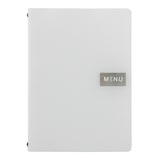 thumbnail of Securit® Menu A4 "Leather" - Branco - Linha "Raw" - 100% couro ecológico - Placa "Menu" + placa em branco incluídas - 4 vistas