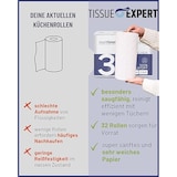 thumbnail of Küchentücher, 32 Rollen á 64 Blatt, 3-lagige Küchenrollen, 100% Zellstoff, saugstarkes Küchenpapier