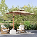 thumbnail of Outsunny sombrilla de jardín 300x198x252 cm parasol excéntrico de aluminio con manivela inclinación ajustable doble techo base cruzada giratoria 360°