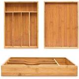 thumbnail of Organizador de cubiertos Bandeja para cuberteria de Bambú almacenaje de cajones cocina 5 compartimientos