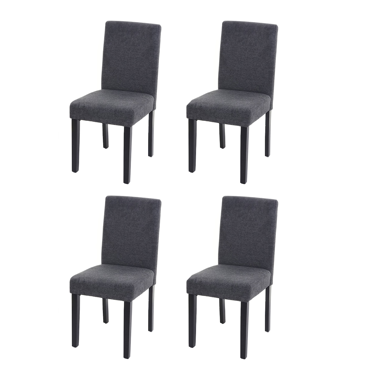 Juego de 4 sillas de comedor Silla de cocina Littau ~ textil, gris antracita, patas oscuras