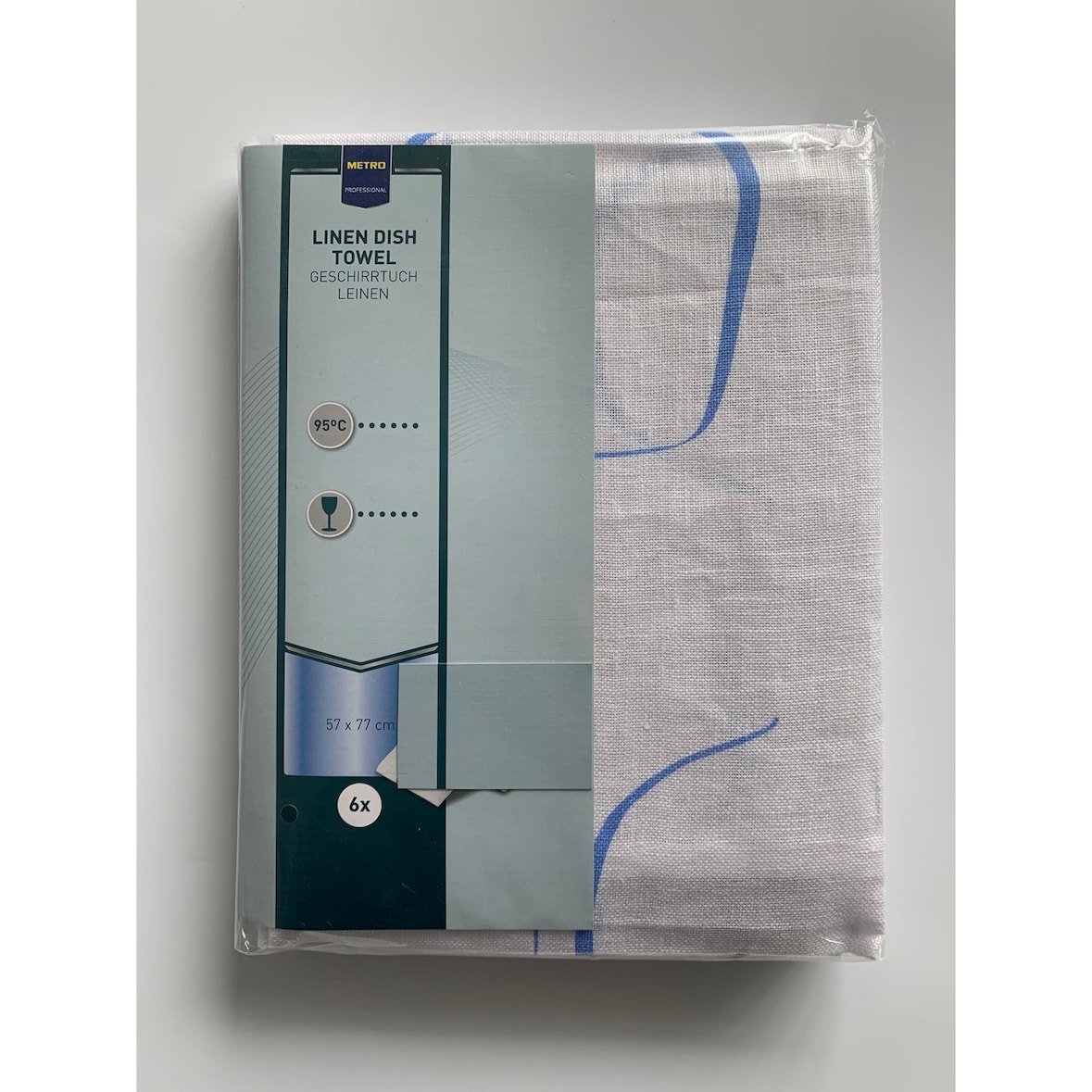 METRO PROFESSIONAL Torchon essuie verre lin blanc 75 g 57 x 77 cm x 6