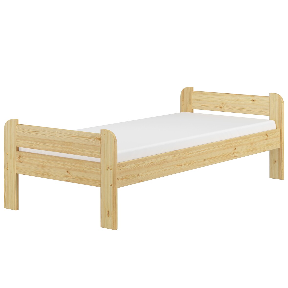 Einzelbett Futonbett 90x200 Kieferbett Massivholz natur Rollrost Matratze 60.39-09FLM