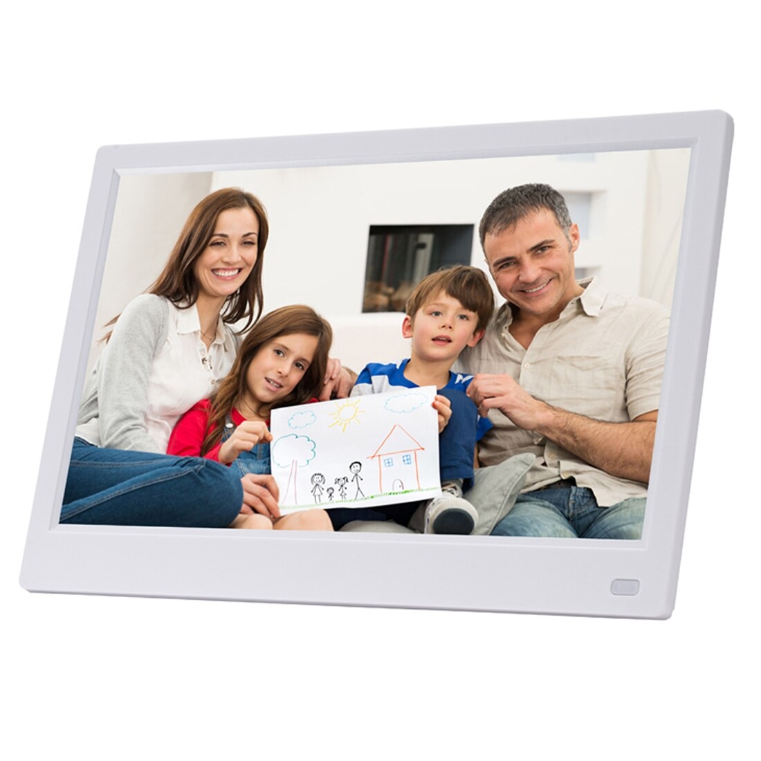 Cadre Photo Numérique 12 pouces LED Full HD 1080p Album + SD 8Go Blanc YONIS