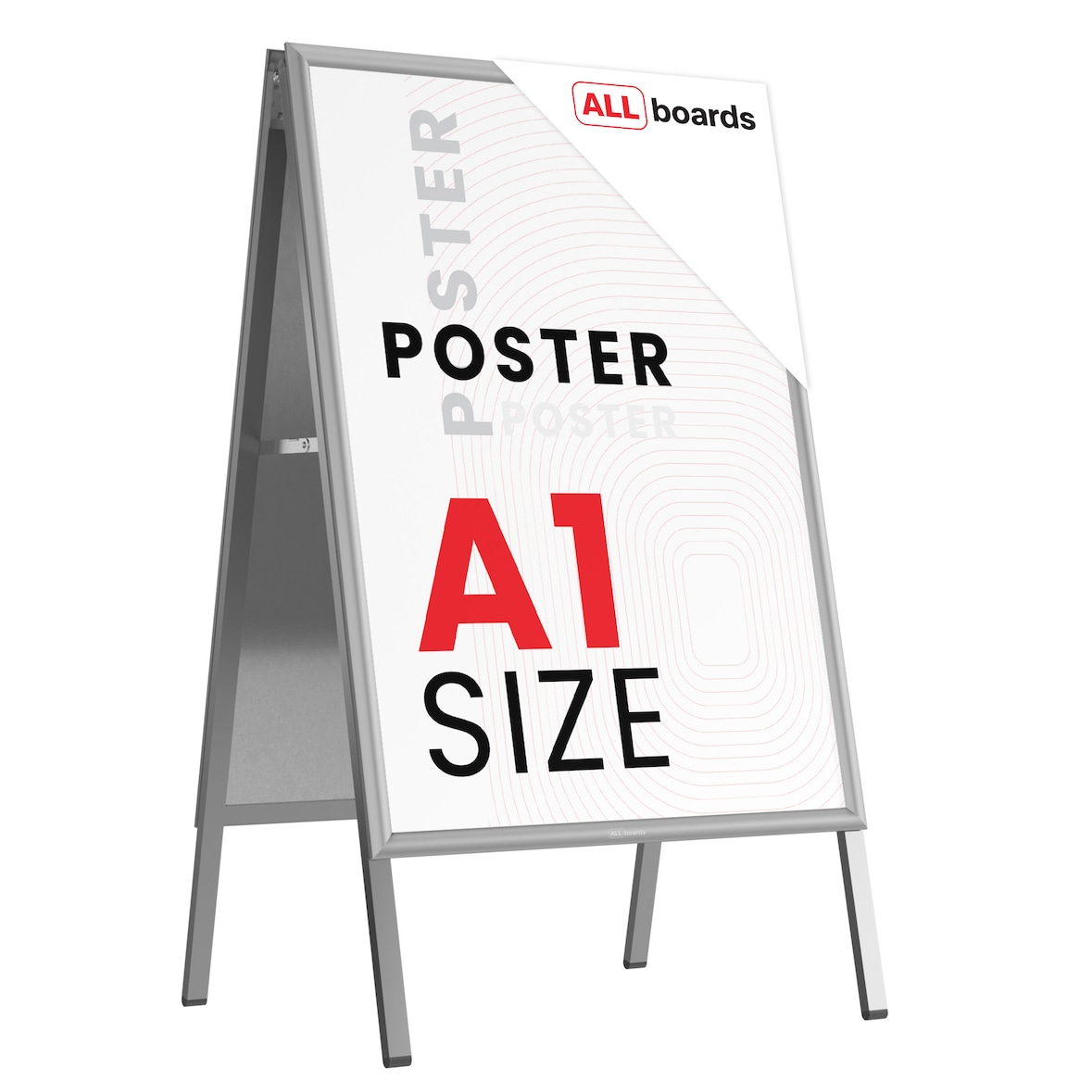 ALLboards Chevalet Porte-Affiche Double Face Cadre en Aluminium Gris – Format A1