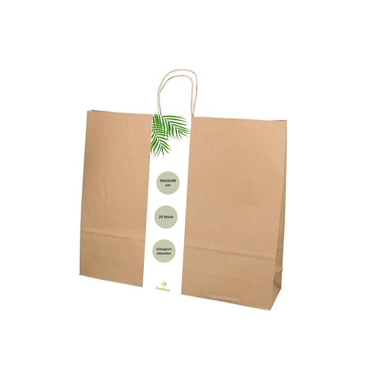 DeinPack Umweltschonende Papier Tragetaschen groß 25 x braune Papier Tüten 54 x 13 x 45 cm