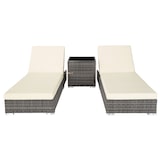 thumbnail of tectake Wicker ligbedden Nautica set van 2 verstelbaar met beschermhoes grijs 184x60x21 cm tuin