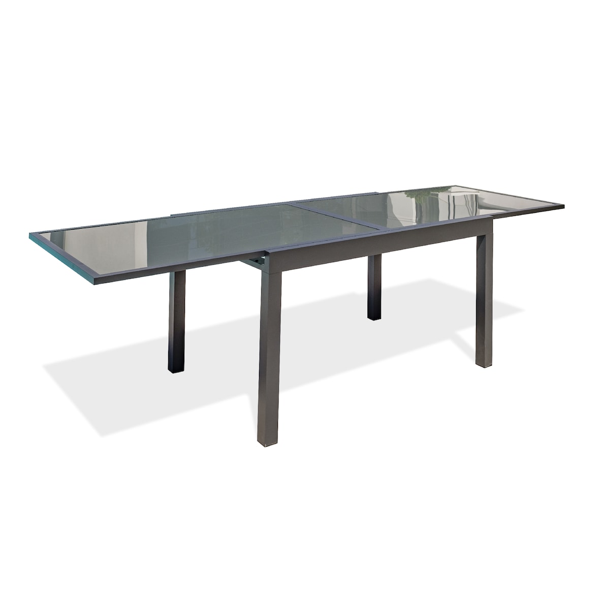 Table de jardin 10 places en aluminium anthracite et plateau verre - TOLEDE
