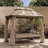 thumbnail of Dondolo da giardino 3 posti trasformabile in letto 252x170x245 cm con gazebo doppio tetto, zanzariere, cuscini imbottiti e funzione relax - Cleopatra
