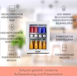 thumbnail of Brooklyn 42 Mini-Kühlschrank Glastür LED Ablage Weiß