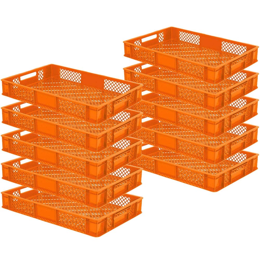 10 x Eurobehälter/Stapelbehälter, LxBxH 600 x 400 x 90 mm, Inhalt 15 Liter, orange