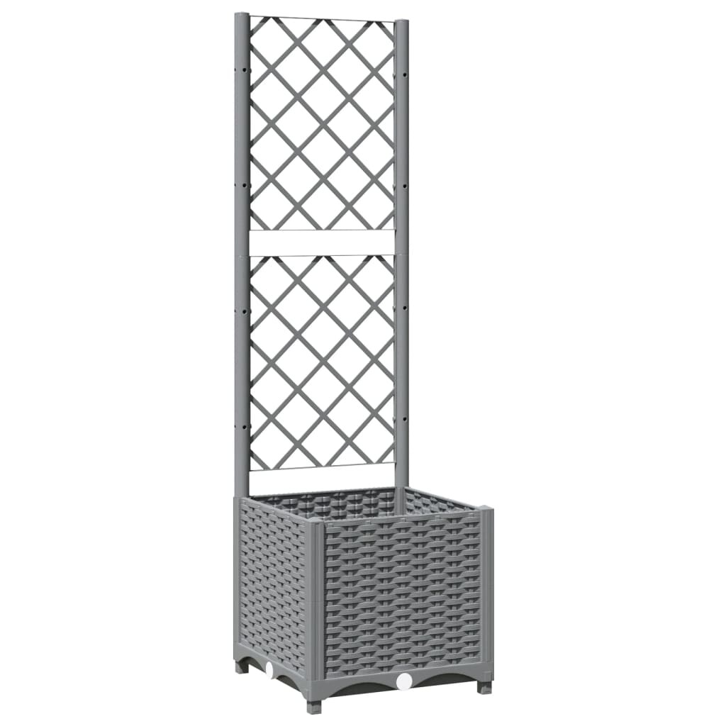 vidaXL Pflanzkübel mit Rankgitter Hellgrau 40x40x136 cm PP