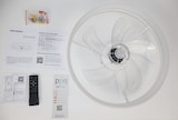 thumbnail of Ventilateur de plafond avec lumière, silencieux DC, télécommande, BLANC, Ø 50cm, tonalité lumineuse réglable et dimmable.