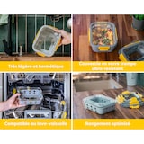 thumbnail of PIKA - Lot de 3 boites alimentaires sous vide en verre + pompe de mise sous vide - 370ml + 640ml + 1050ml - Micro-ondes, four, congélateur - GlassShoc