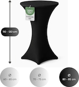 thumbnail of Stehtischhusse für Bistrotisch mit 4 verstärkten Fußlaschen elastisch Stretch OEKO-TEX zertifiziert  Ø 80-85x110-120 cm Schwarz (1 Stück)