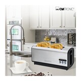 thumbnail of Clatronic TA 3687 Tostadora Pan, Ranura Ancha 4 Rebanadas, Regulador Nivel Tostado, 3 Funciones, Calienta Panecillos, Plata, 1200W