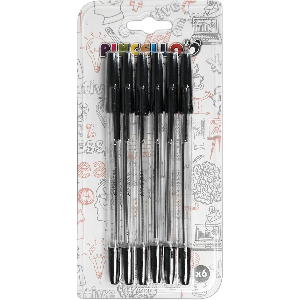 Embalagem 36 esferográficas Tinta preta | Escrita suave e precisa