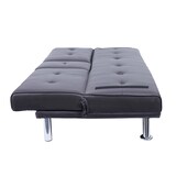thumbnail of Décoshop26 - Dreisitzer-Schlafsofa mit ausklappbaren Getränkehaltern verstellbarer Rückenlehne 166 x 97 cm braunes Kunstleder 04_0010967