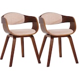 thumbnail of Set de 2 sillas de comedor Kingston de tela y madera Nogal/crema
