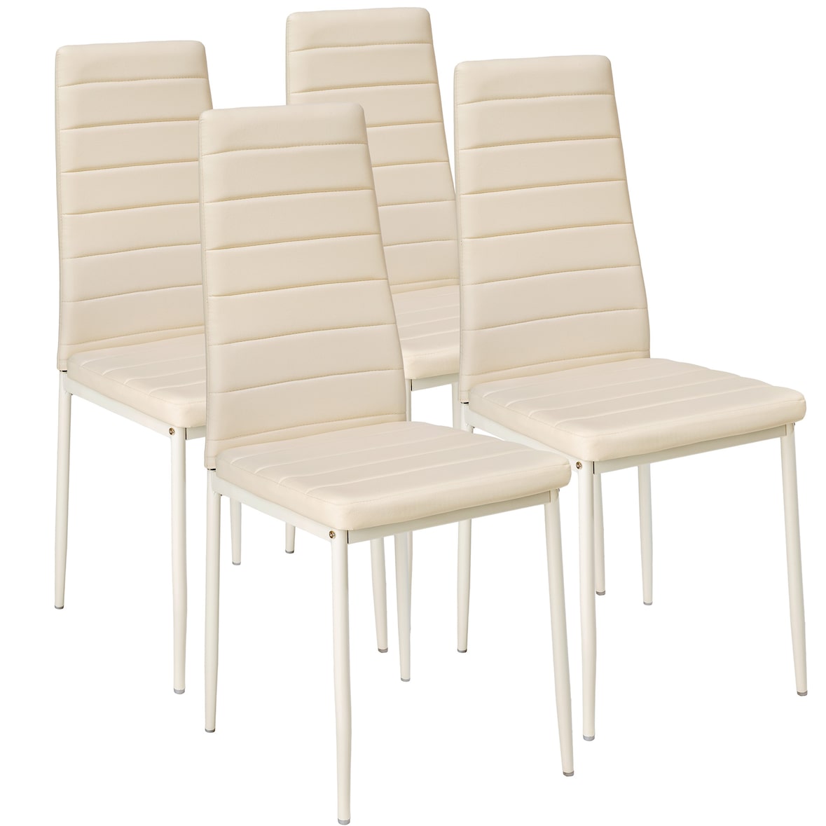 tectake 4 sedie da sala da pranzo in pelle sintetica - beige - 401847