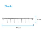 thumbnail of Intirilife Hängeleiste für die Küche aus Edelstahl mit 7 Haken zum Bohren - 39.6 x 3.4 x 2.2 cm Küchen Reling Hakenleiste Küchenstange Wandhalterung