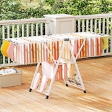 thumbnail of COSTWAY Stendibiancheria pieghevole con ali regolabili, ganci per calzini e ripiano per scarpe, estensibile, bianco, 184 cm