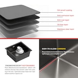 thumbnail of Gasfrit - Fregadero de cocina , con sifon ,para encimera de acero inox color negro de un seno de 470 x 410 mm
