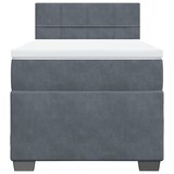 thumbnail of vidaXL Boxspringbett mit Matratze Dunkelgrau 90x200 cm Samt