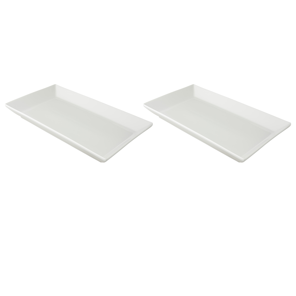 2 x palmer White Delight Teller flach, Porzellan weiß, 33 x 18,5 cm, für ein 2 Pers Gedeck, Für Menü, Sushi oder als Wurstplatte, spülmaschinenfest
