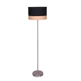 thumbnail of SalesFever Staande lamp rond | 1-lamp | lampenkap stof met houtdecor | metalen frame | B 38 x D 38 x H 151 cm | black-wood look