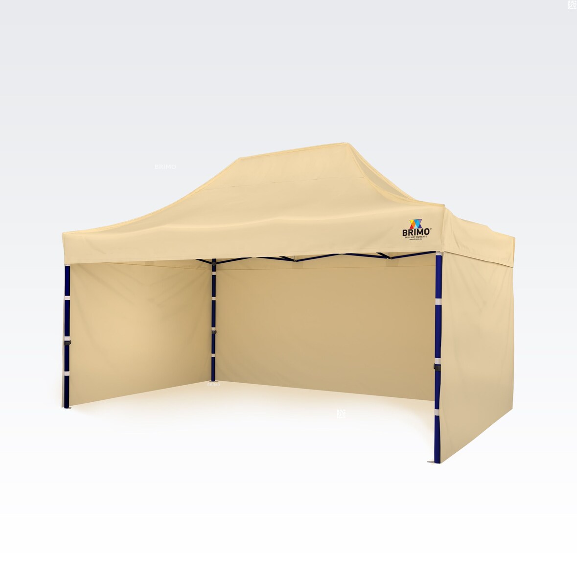 Faltpavillon Stahl 3x4,5m - mit 3 Wänden - Beige