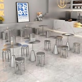 thumbnail of Couchtisch, Kaffeetisch, Gastronomietisch, Esstisch, Bistrotisch, Industrietisch, Runder Tisch aus Edelstahl L60 x H75 cm【CJ-YY60】