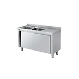 thumbnail of Fregadero industrial acero inoxidable 2 cubas con puertas 1800x700x850mm