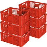 thumbnail of 6 Euroboxen / Bäckerkisten, LxBxH 600 x 400 x 240 mm, rot, lebensmittelecht