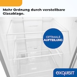 thumbnail of Exquisit Kühl-Gefrierkombination, 193 Liter, Standgerät, No-Frost, LED, leise 41 dB, 4-Sterne-Gefrieren, Umluft, kompakt, KGC195-65-NF-330E silber
