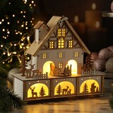 thumbnail of LED Weihnachtshaus mit Musik und drehendem Karussell Spieluhr H: 25cm