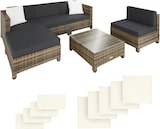 thumbnail of tectake Conjunto de descanso de ratán con estructura de aluminio, incluyendo fundas en 2 colores  Natural