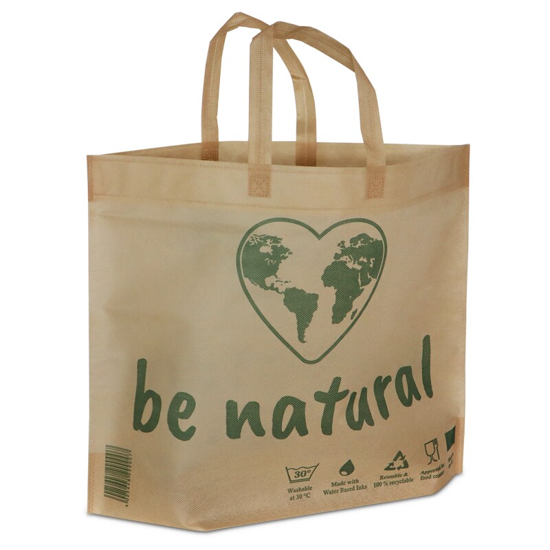 320 Mehrweg Schlaufentragetaschen "Be Natural" natur 50+15x40cm mit EAN