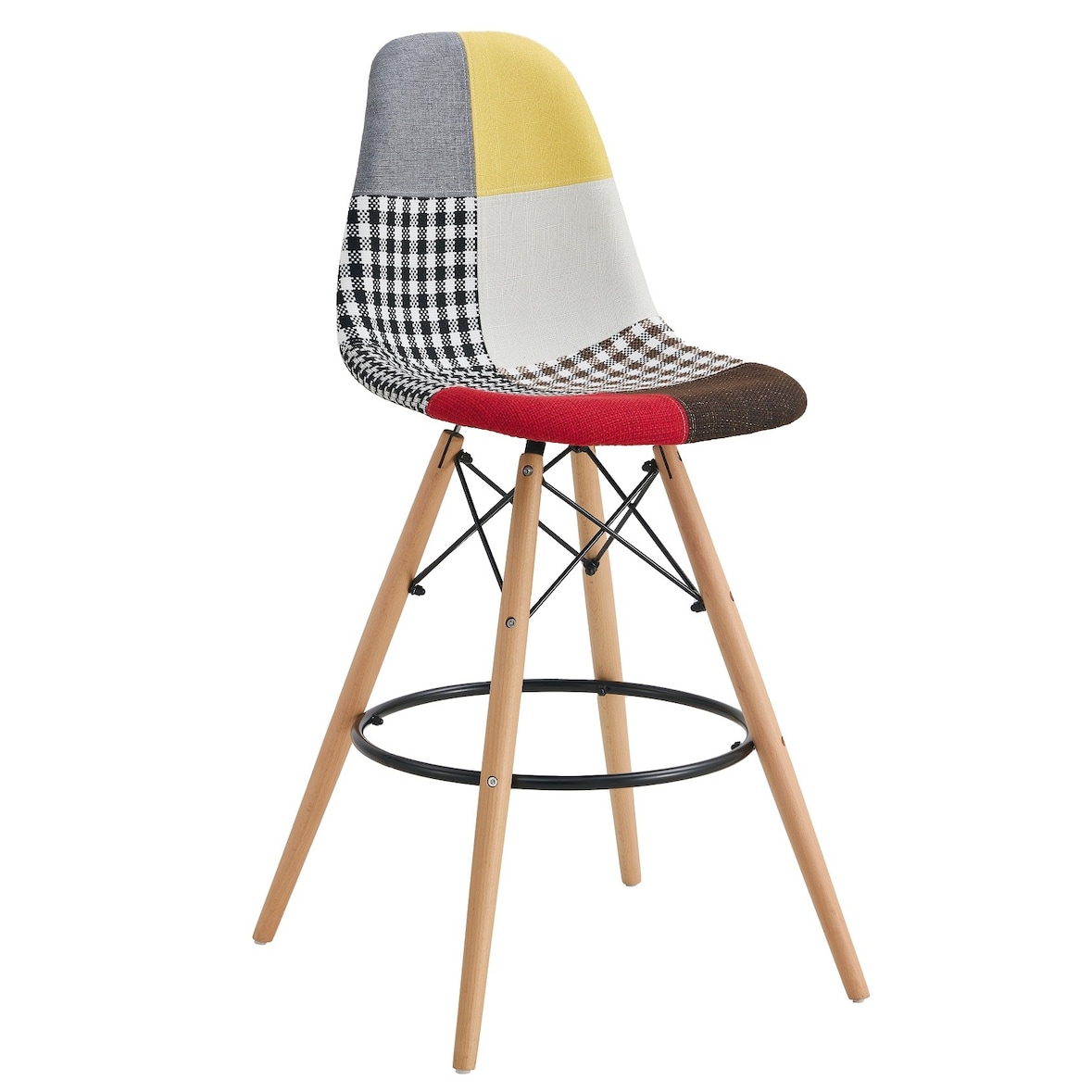 MF - Taburete Tapizado Modelo TOWER PAT24, madera, Tapizado Modelo patchwork 24