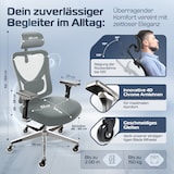 thumbnail of CLOUVOU CleverSeat, ergonomischer Bürostuhl, Rückenlehne mit Mesh Bezug, 4D-Armlehnen, 3D-Kopfstütze, BladeWheels, Anthrazit