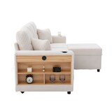 thumbnail of Merax 3-Sitzer-Schlafsofa mit Schlaffunktion, Mehrfunktionales Cord-Sofa mit Stauraum & Ausziehbett. Inkl. USB-C, Beige