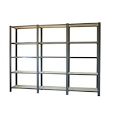 thumbnail of Módulo de 3 estantes Officlick com 5 prateleiras de madeira cada. Antracite/branco 2100x2700x300 mm