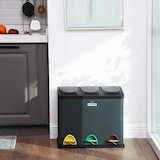 thumbnail of Wellhome - Ökologischer Recyclingbehälter 45 Liter mit 3 Fächern, Farbe Schwarz - 20 Müllbeutel 20L - 58,5x40x46cm