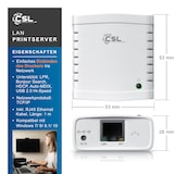thumbnail of CSL LAN Printserver Druckerserver - Fast Ethernet - USB2.0 High Speed - LRP Print Server für Windows - Netzwerk USB zu RJ45 - DHCP fähig, TCP/IP
