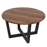 thumbnail of Salontafel HWC-M61, bijzettafel sofatafel, massief hout HPL laminaat melamine Ø80cm, sheesham hout look, donker frame