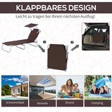 thumbnail of Gartenliege klappbar 187x58x36 cm mit Sonnendach Braun, pulverbeschichtetes Metallgestell, Oxford Stoff, leicht und wetterfest