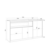 thumbnail of Sideboard, Highboard, 156x80x37 cm, 3 Türen, LED, Schwarz Eiche