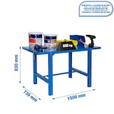 thumbnail of SimonRack Arbeitstisch für Werkstatt, 1500x730 mm, Metall-Arbeitsplatte, Tragfähigkeit 600 kg, Blau - BT-6