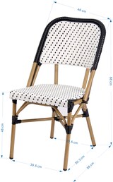 thumbnail of METRO Professional Sedia, alluminio / PE rattan, 46 x 58 x 88 cm, impilabile, bianco /nero